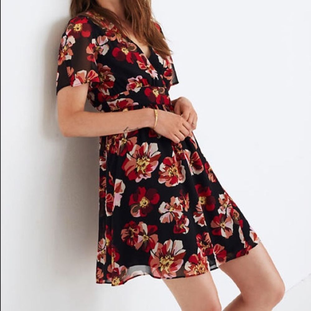 Madewell Tulip Sleeve Mini Dress French Rose sz 2